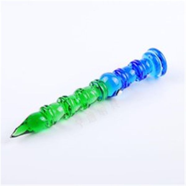 Blaugrüner Bambusstift Glasrauchwerkzeug Großhandel Bongs Ölbrenner Rohre Wasserpfeifen Glaspfeife Bohrinseln Rauchen