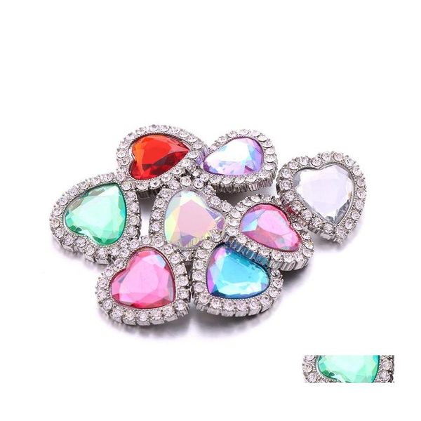 Gancos de ganchos Radiant Radiante Retor de cora￧￣o Individual Heart Grosp 18mm Ginger Snap Button Zircon Charms Bk para Snaps Diy Jewelry Aschedings Sup Dhx79