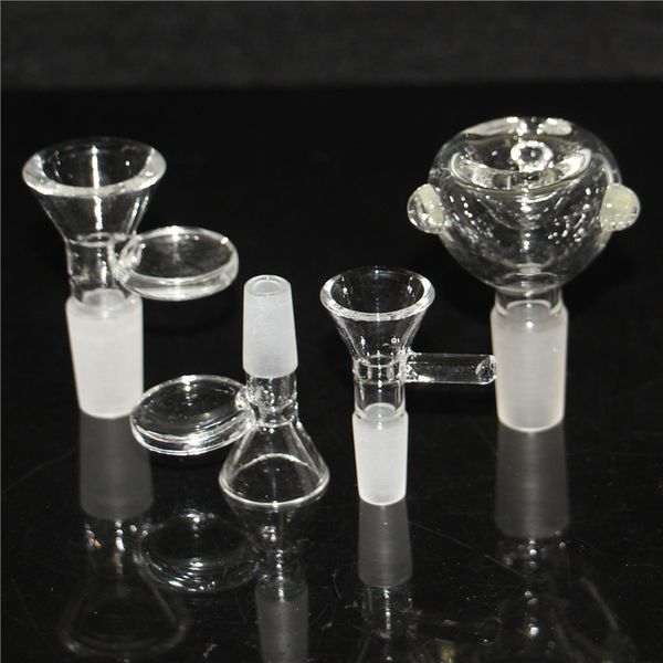 Tigela grossa para tigela de bong slide de vidro tigelas de funil fumando peças de tigela de ladadão plataformas de óleo de ladadão 10 mm 14 mm 18mm Bubbler Ash Catcher Bong Bowls