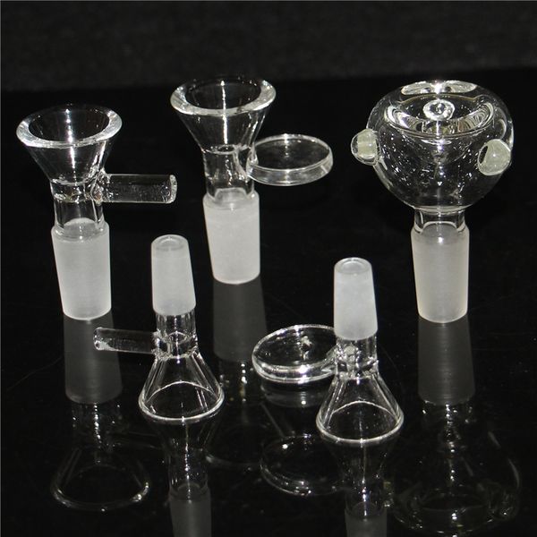 Ciotola in vetro maschio all'ingrosso da 14 mm e 10 mm con manico per bong in vetro per bong per acqua