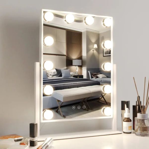 Espelho de maquiagem led com lâmpadas usb hollywood vaidade banheiro penteadeira iluminação regulável lâmpada parede led