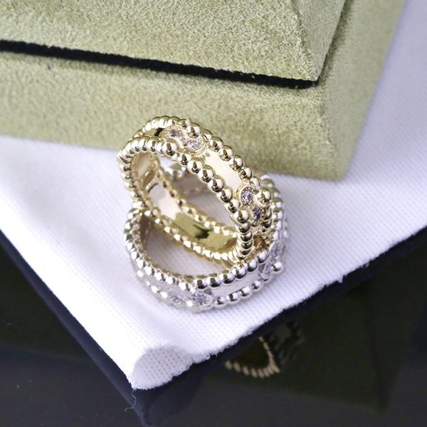 Anello in oro 18 carati con diamanti con pietre laterali per anello da donna con anelli a fascia in oro e argento con trifoglio