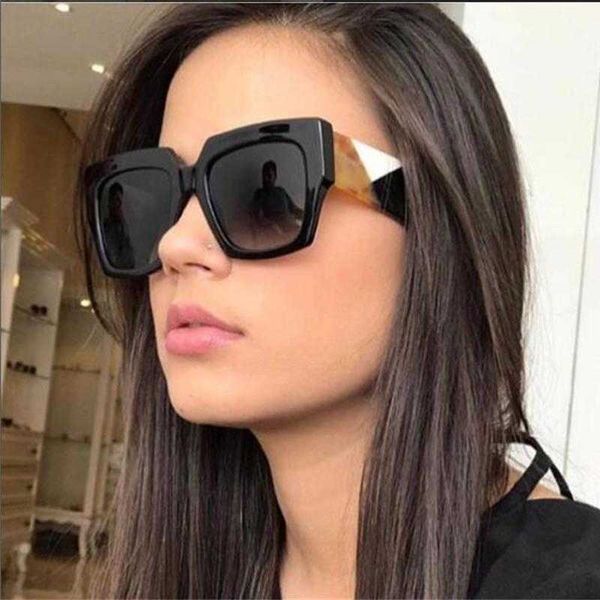 Güneş gözlükleri beyaz kare güneş gözlükleri kadınlar büyük boy kare güneş gözlükleri kadın tasarımcı markaları lüks büyük kalın çerçeve moda gözlük UV400 g230214