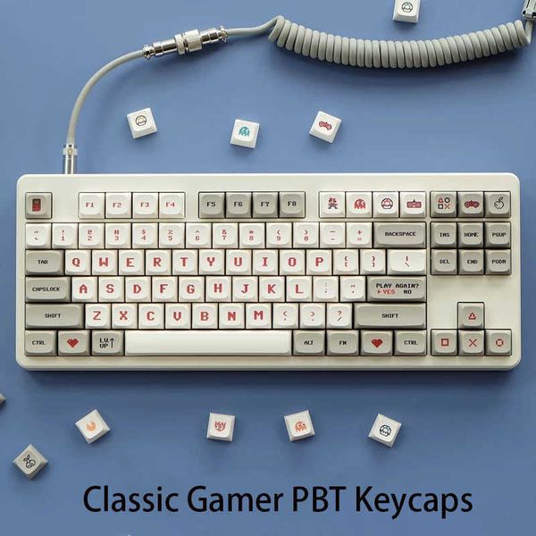 Teclados jogadores de jogadores de jogador de teclado mecânico xda keycaps retro jogo pbt ticle caps clássico gameboy fc tingra de corante 61 64 68 conjunto de chaves xda perfil t230215