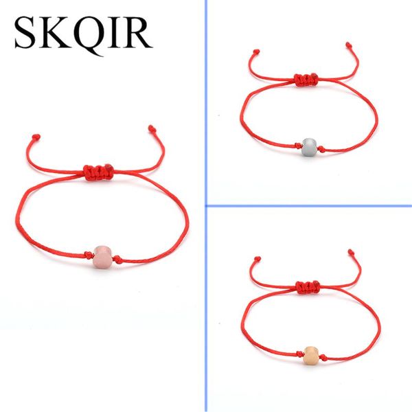 Strand Lucky Stainless Steel круглые браслеты Bangles Red Thread Strink Регулируемая шарм браслет ручной работы украшения для женщин