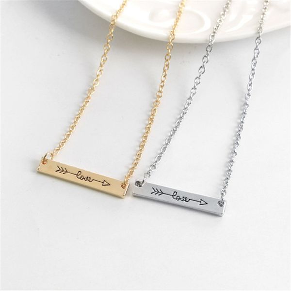 Romantico lettera d'amore frecce collana in oro designer sudamericano ciondolo in argento donna uomo collane in lega pendenti catena gioielli girocolli accessori regalo