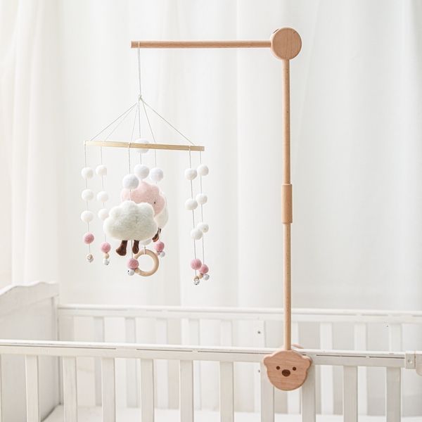 Rasseln Mobiles Baby Holz Bett Glocke Halterung Cartoon Bär Krippe Bett Glocke Ständer Mobile Hängende Rasseln Spielzeug Halter Arm Halterung Krippe Dekoration 230216