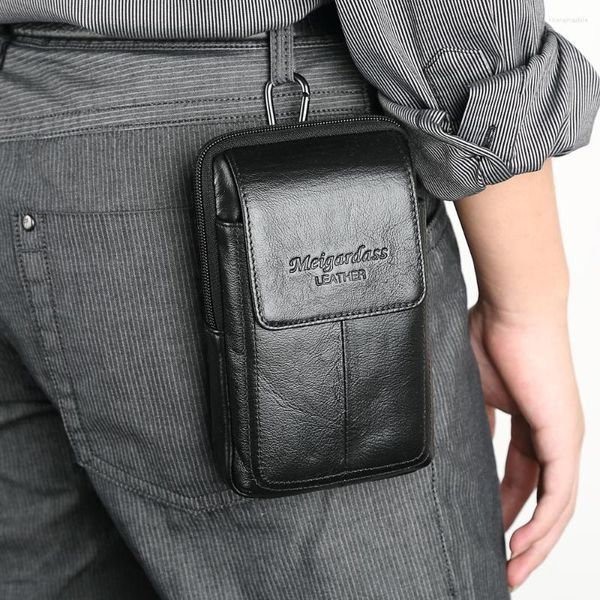 Taille Taschen MEIGARDASS Echtes Leder Gürtel Männer Fanny Pack Für 5,5 Zoll Handy Tasche Casual Männliche Geldbörse Geldbörsen