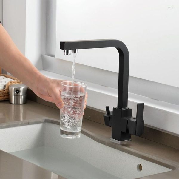 Küchenarmaturen, Vierkantrohr-Wasserhahn, schwarz lackieren und kaltes Wasser direkt trinken