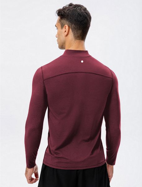 LL Polo da uomo a maniche lunghe con colletto rialzato da uomo Collant ad alta elasticità Corsa Allenamento fitness Abbigliamento da palestra ad asciugatura rapida Primavera Autunno Top