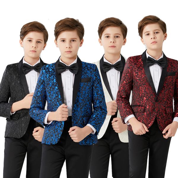 Suits Boy's Casual Suit Blazer Çiçek Çocuk Elbise Düğün Çocuklar İçin Resmi Blazer Giysileri Çocuk Jacquard Suit Ceket 230216