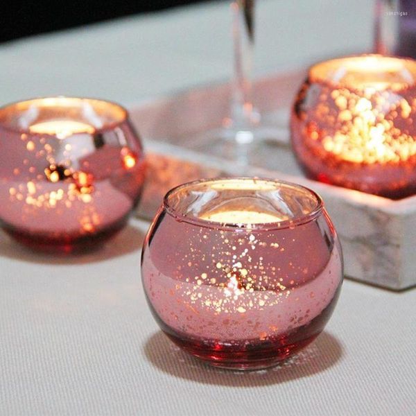 Titulares de vela 1pc/2pcs xícara de copo de bola pequena de vidro de bola manchada para decorações de casas de cera de chá