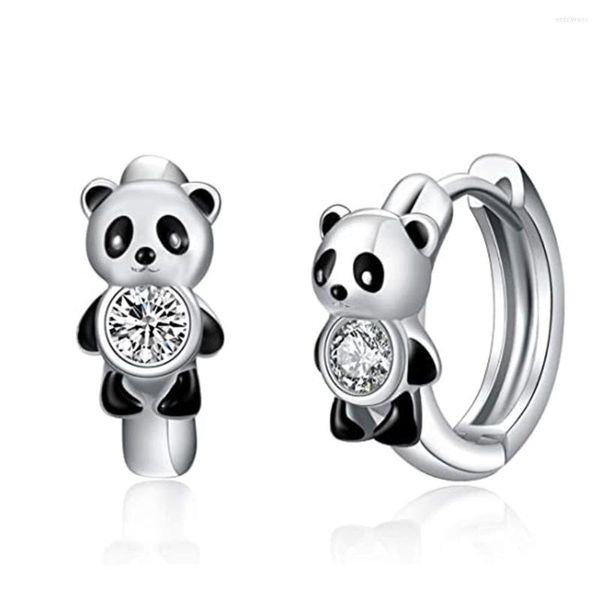 Ohrstecker Mode Niedlich Klar Zirkon Panda Form Piercing Hoop Ohrring Für Frauen Mädchen Hochzeit Geburtstag Schmuck Pendientes Eh1860