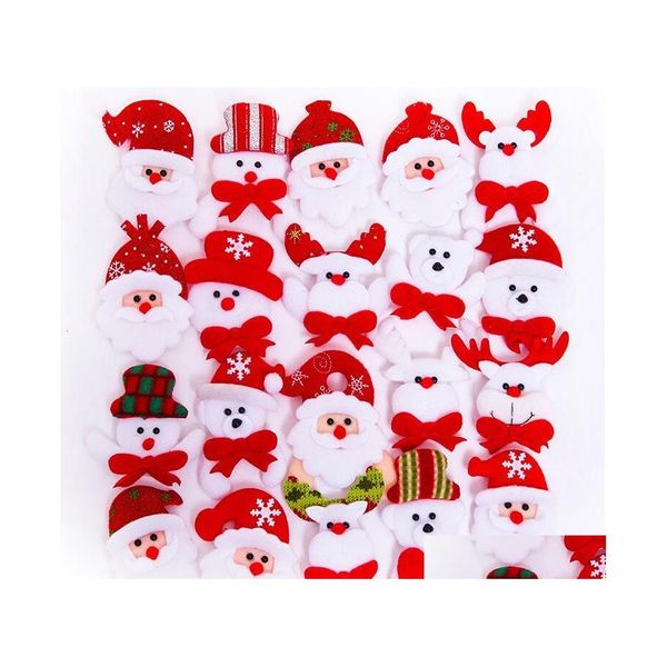 Hed Toys Cartoon Santa Claus мигает светящиеся булавки для броши дети, дети, освещенные значкой, подарки, светящиеся припасы рождественской капли рода.