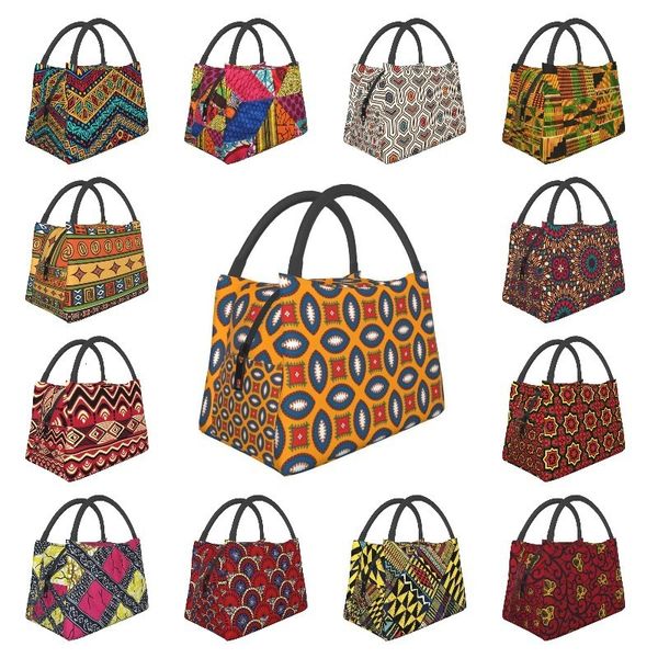 Koffer Buntes afrikanisches Ankara-Muster, wärmeisolierte Lunchtasche, geometrischer Behälter für Büro, Outdoor-Mahlzeit, Lebensmittelbox 230216