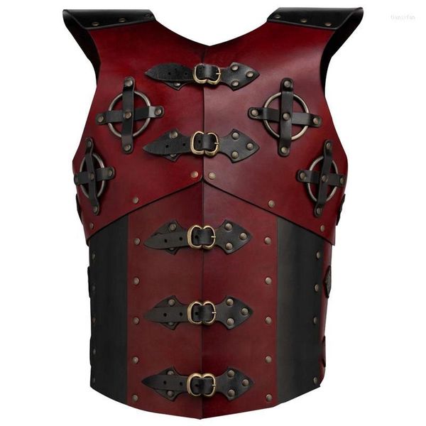 Ginocchiere Guerriero Petto Armatura Pelle Medievale Rivetto Fibbia Gilet Costume Pettorale Cosplay Party Per Uomo Donna