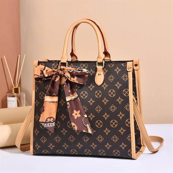 Factory Outlet Ladies Leathers Bolsa Retro clássico bolsa impressa Bolsa de grande capacidade Contraste Mochila Elegante Atmosfera Ribb250k