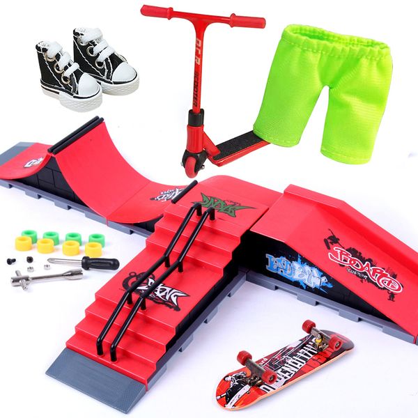 ROVA JOGOS MINI Scooter Finger Skatepark Fingerboard Skate Rampa Desenhos de Skateboard Tech Dentro BMX Kit Toys Deck Toys Novelty Gifts 230216