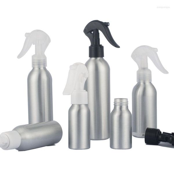 Garrafas de armazenamento 1pcs 30ml 50ml 100ml 120ml 150ml 250ml 1oz de luxo de alumínio cosmético Bomba de pulverização de garrafa de água maquiagem de água fino pulverizador de névoa