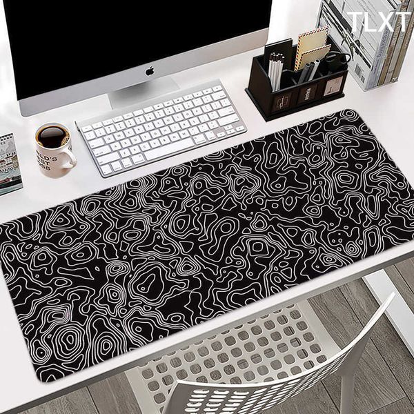 Mouse Pads Bilek Rests Büyük Siyah Beyaz Oyun Mouse Pad XXL Mousepad PC Oyuncu Mouse Mat 90x40cm Masa Mat Mausepad Klavye Masası Mat Maske Deskpad T230215