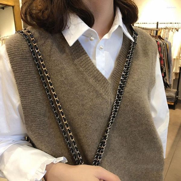 Maglioni da uomo con scollo a V pullover vintage maglione gilet donna autunno inverno lavorato a maglia senza maniche caldo casual oversize