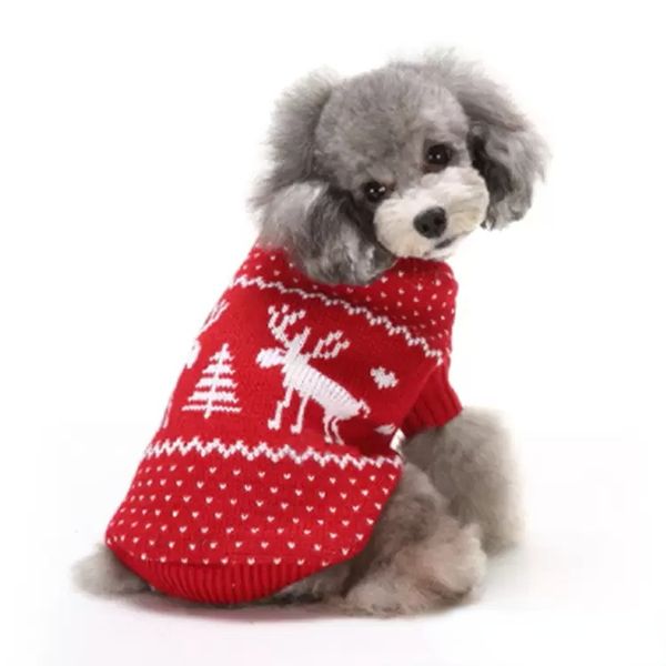 Fashiob Hundebekleidung, Rentier, Hund, Weihnachten, Halloween, Partykleidung, neu eingetroffen, gestrickt, für Welpen, Haustiere, Katzen, Kostüme, Schneeflocken-Oberbekleidung, Mantel, Pullover, Kleidung