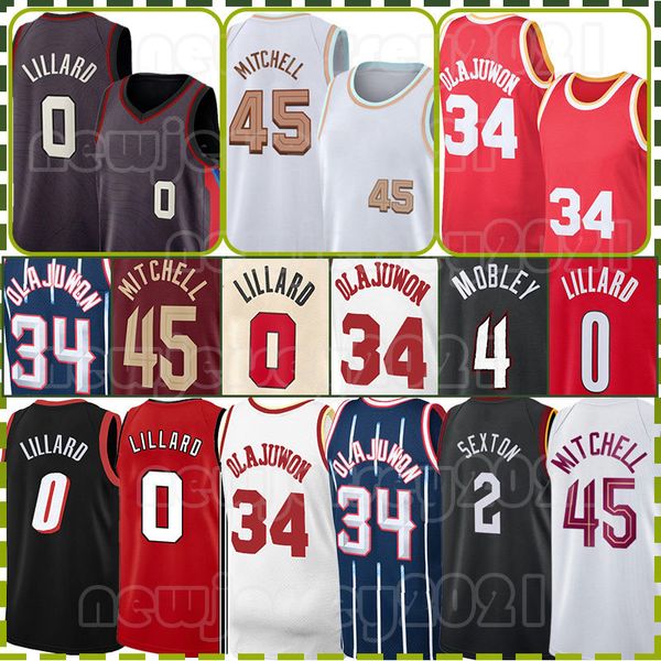 Trae Young Basketball Jerseys Dejounte Murray Donovan Mitchell Retro Mesh 0 11 45 75 Aniversario Damian Lillard Atlantas Hawk Evan Mobley Camisa blanca negra para hombre