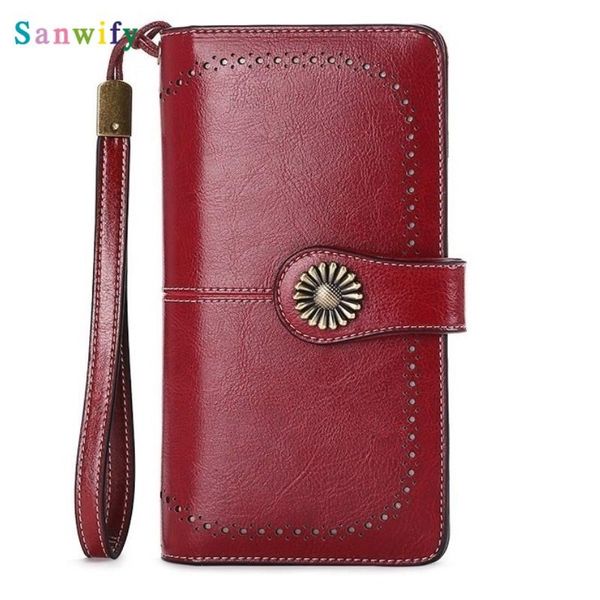 Portafogli Moda Donna Pochette Portafoglio Pelle Mucca Donna Lunga Cerniera Borsa Cinturino Coin Iphone