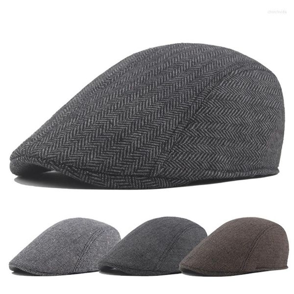 Berets Classic Tweed Sboy Cap for Men Frauen Herbst Winter Baumwolle flacher Ivy Vintage Gatsbay Hut Irish Outdoor Cabbie Beret Maler Maler