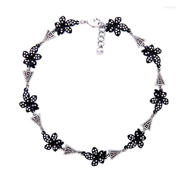 Choker Bulk Price Vintage Black Silver Color Flower Designs Ожерелье женское ювелирное украшение Геометрическая ключица