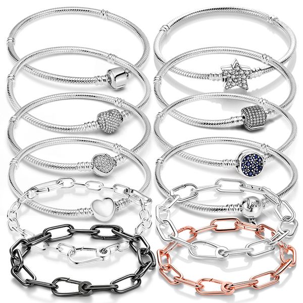 Charm Bracelets Elegante Pulseira Frauen Original 925 Silberarmband Infinity Schlangenkette für Fit Charm