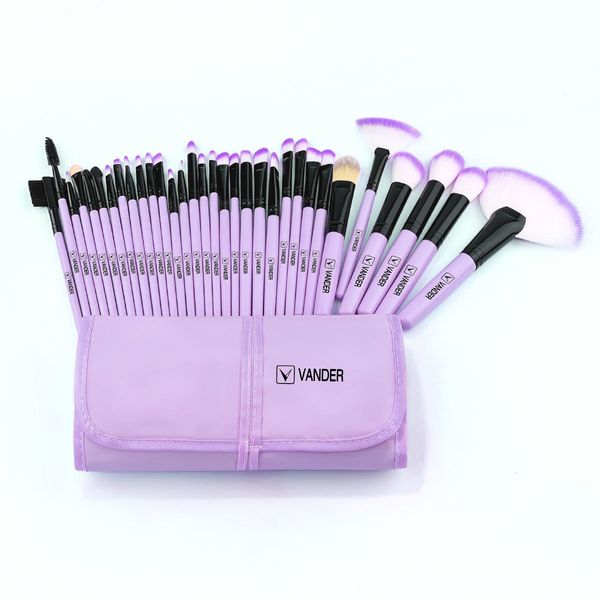 Ferramentas de maquiagem 32pcs escovas de maquiagem Profissional roxo de alta qualidade Cabelo natural Fundação cosmética Pó de olhos de olhos de blush