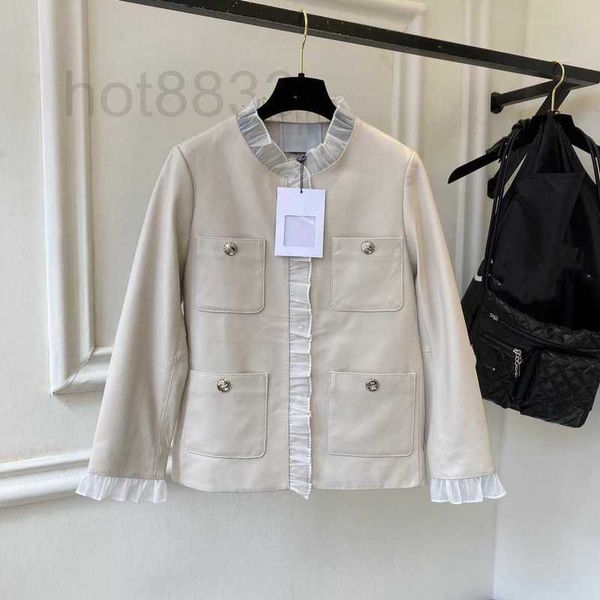 Giacche da donna giacca da donna in pelle di pecora firmata retrò abito da sfilata di moda milanese abito camicia a maniche lunghe causale abbigliamento 4XM6