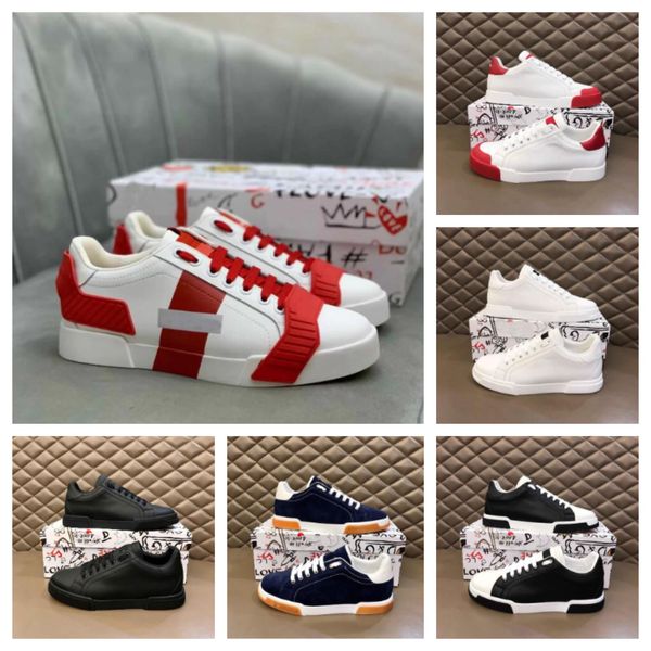 Männer elegante Turnschuhe Freizeitschuhe Perfekte Kalbskin Nappa Portofino Trainer weiß schwarzes Leder Casual Walking berühmte Sportschuh EU 3 DG D G Dolche Gabana Schuh Ujde