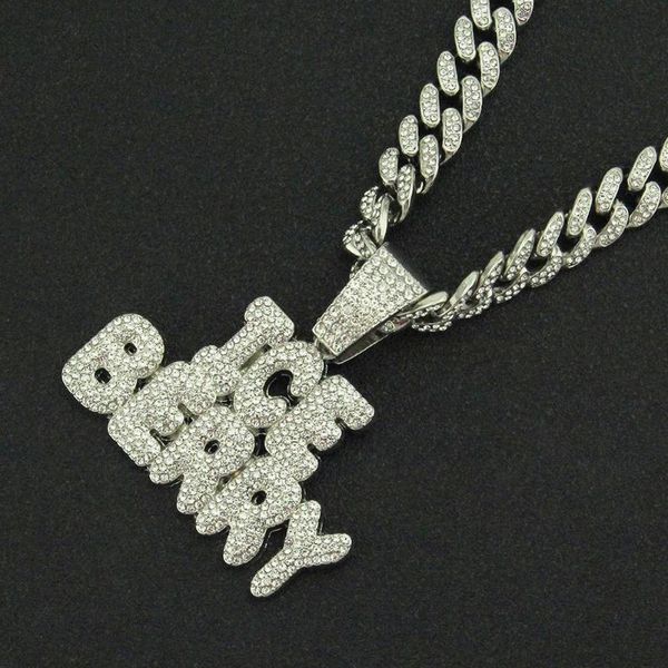 Colares pendentes Hip Hop Icepou as correntes cubanas Bling Diamond Letter Berry Mens Colar Miami Gold Chain Charm Jewelry for Men Gardandan