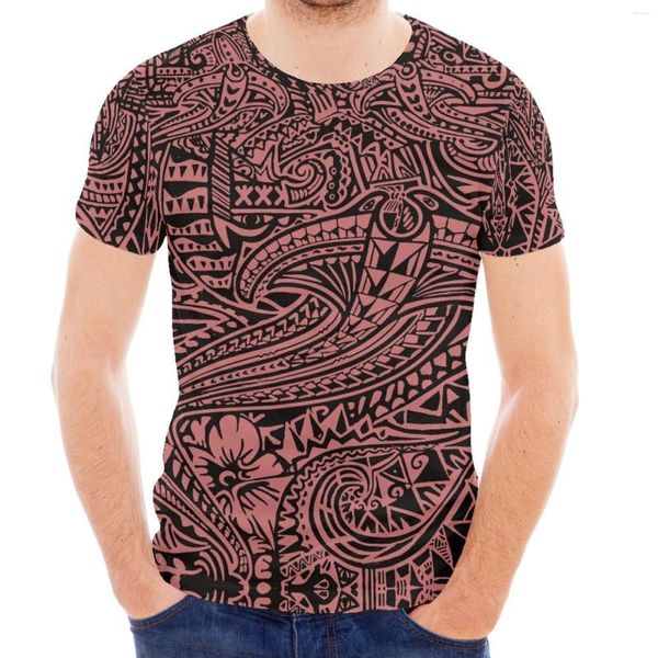 Camisetas masculinas Tattoo Polynesian Design impresso no estilo da camisa de esportes de verão de pescoço masculino de roupas masculinas