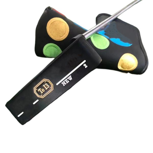 Putter tipo mazza da golf con barra dritta nera e oro serie Te I3 Copri testata in omaggio