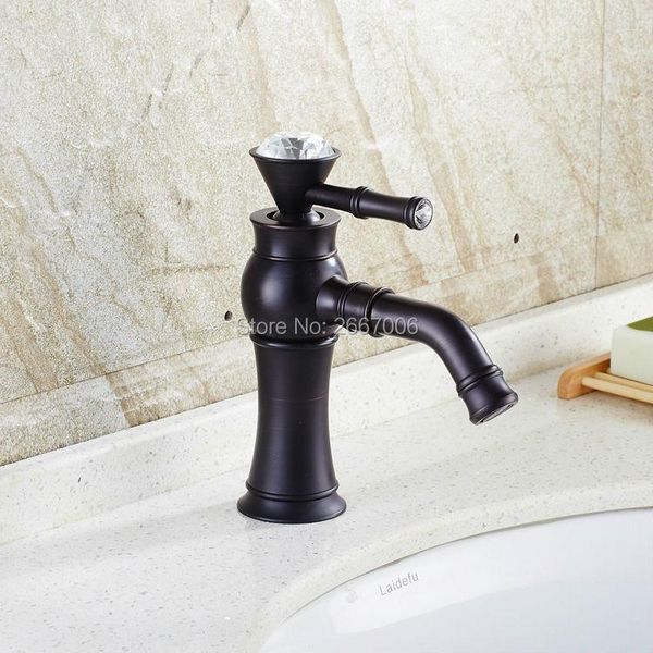 Banyo lavabo muslukları gizero siyah musluk havzası mikser kristal tek saplı katı pirinç su musluk gi635