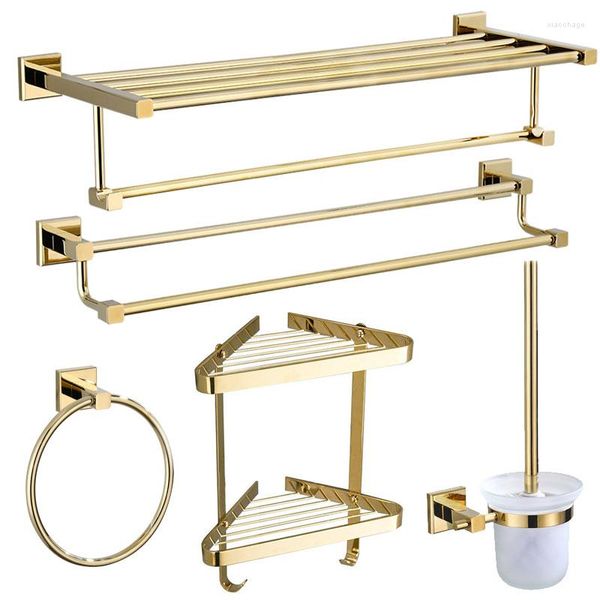 Set di accessori da bagno Accessori da bagno Portasciugamani di lusso in ottone Scaffali portaoggetti hardware dorato Acessorios Banheiro