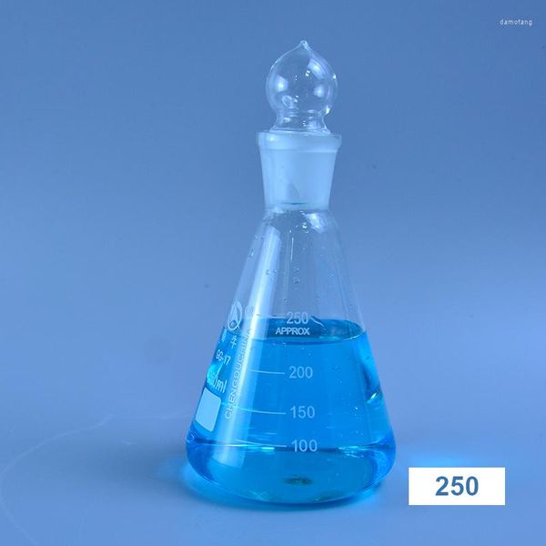 250 ml konischer Glaskolben mit Kappe Erlenmeyerkolben für Labor Triangle Boro 3.3