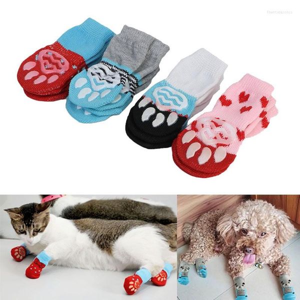 Abbigliamento per cani Animali domestici Calzini antiscivolo Set Cucciolo Caldi Calcetines De Perro Para Skarpetki Pieski Meias Pet Scarpe carine Moda per gatti di piccola taglia