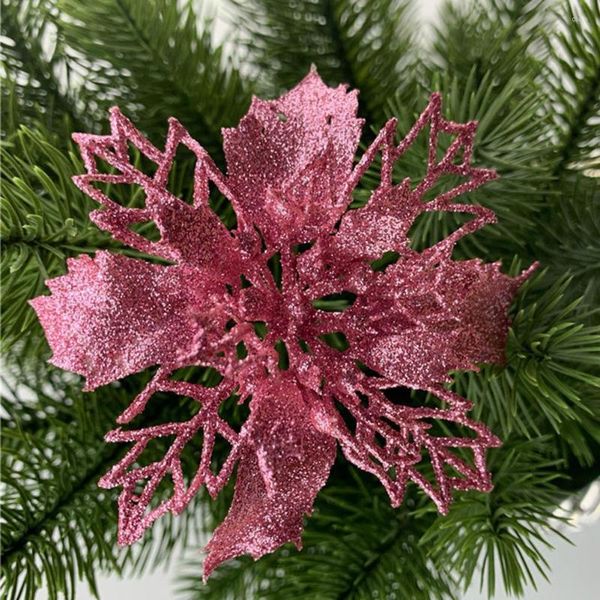 Decorações de Natal As grinaldas da marca criam uma atmosfera. Flores 10pcs rosa 11 cm de bronze