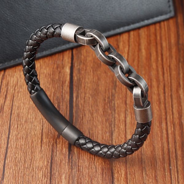 Braccialetti con ciondoli in pelle a forma di infinito modello speciale uomo per uomo accessori per gioielli in acciaio inossidabile regalo 230215