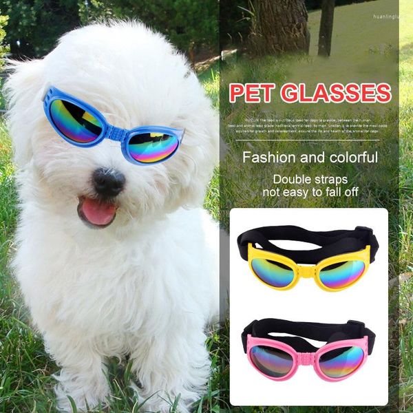 Óculos de sol de vestuário para cães óculos de óculos de proteção de cães colapsáveis ​​ajustáveis ​​de cães de motocicletas acessórios ao ar livre de verão