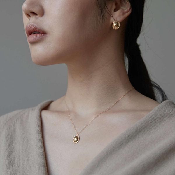 Girocollo Corea in argento sterling 925 con ciondolo a forma di ellisse con specchio sporgente Collana in oro con grandi girocolli eleganti da donna di lusso