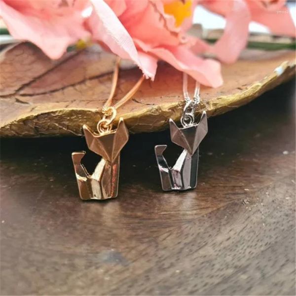 Anhänger Halsketten Origami Halskette Minimalist Minimal Charm Schmuck für Frauen Mädchen Tier Geometrisch Folde NL00918