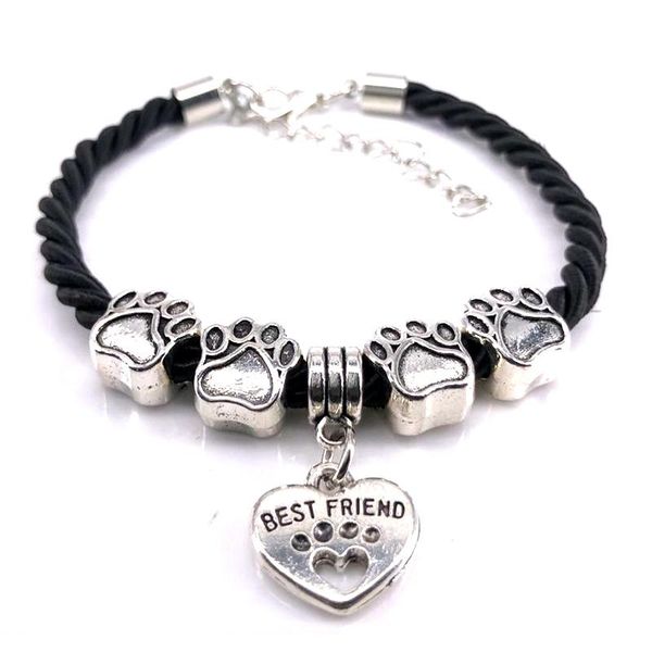 Bracelets de charme tecida à mão 8 cores Pulseira de corrente de corda para mulheres amigas amantes de animais de estimação B005CHARM BraceLetsCharm