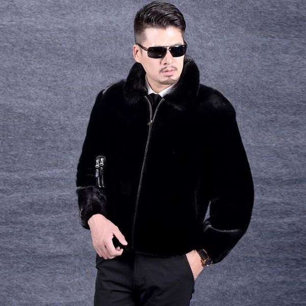 Casaco de pele de couro masculino Real Coat 2023 Mink Winter Jacket Men Shearling Warm Outwear para Mens Clothing Veste Homme DZ5207 YY996