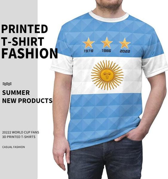 Realfine T Shirt Argentina World Cup Champion Magliette commemorative T-shirt da uomo taglia S-XXL
