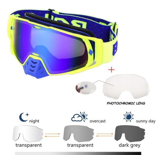 Pochromic очки Motocross Goggles UV400 MX Goggle ATV вне дороги грязные велосипедные велосипедные пылепроницаемые гоночные очки для очков очки Goggles 2205277135547